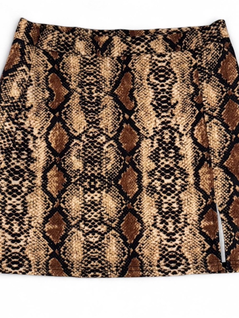 Snake Print Mini Skirt in Brown
